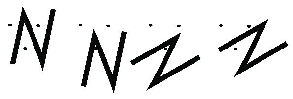 N Shaped Logo - An example: The three dots mean K and a N-shaped object corresponds ...