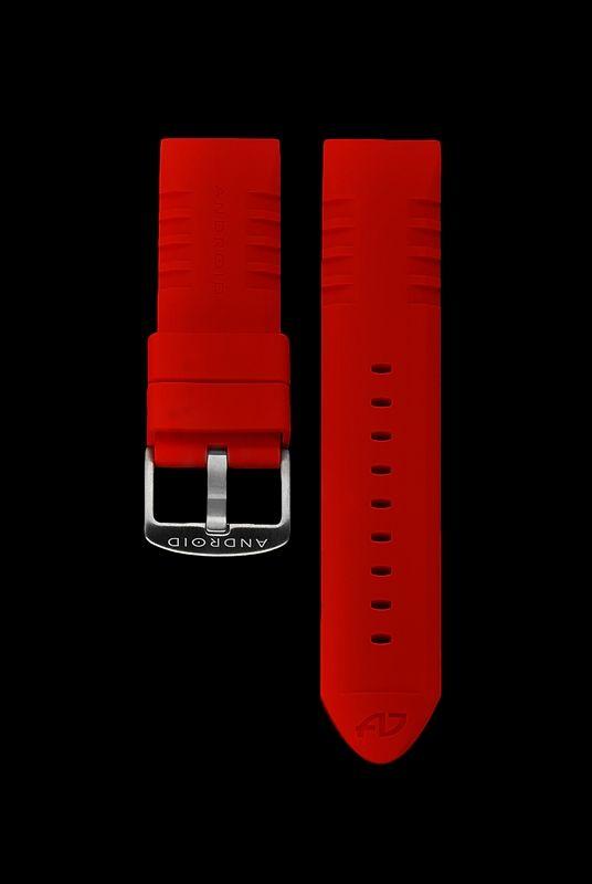 Red Color R Logo - 24mm Rubber Strap Red Color with AD Logo 24-RB2-R