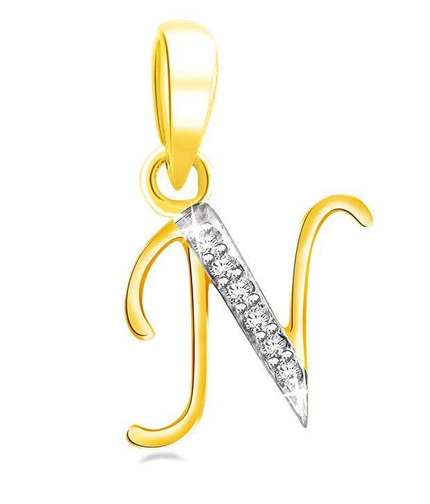 N Shaped Logo - Sparkles 'N' Shaped Diamond Pendant in 925 Sterling Silver