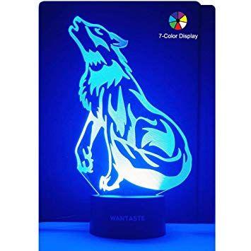 Cool Simple Wolf Logo - Amazon.com: WANTASTE 3D Wolf Lamp, Optical Illusion Night Light for ...