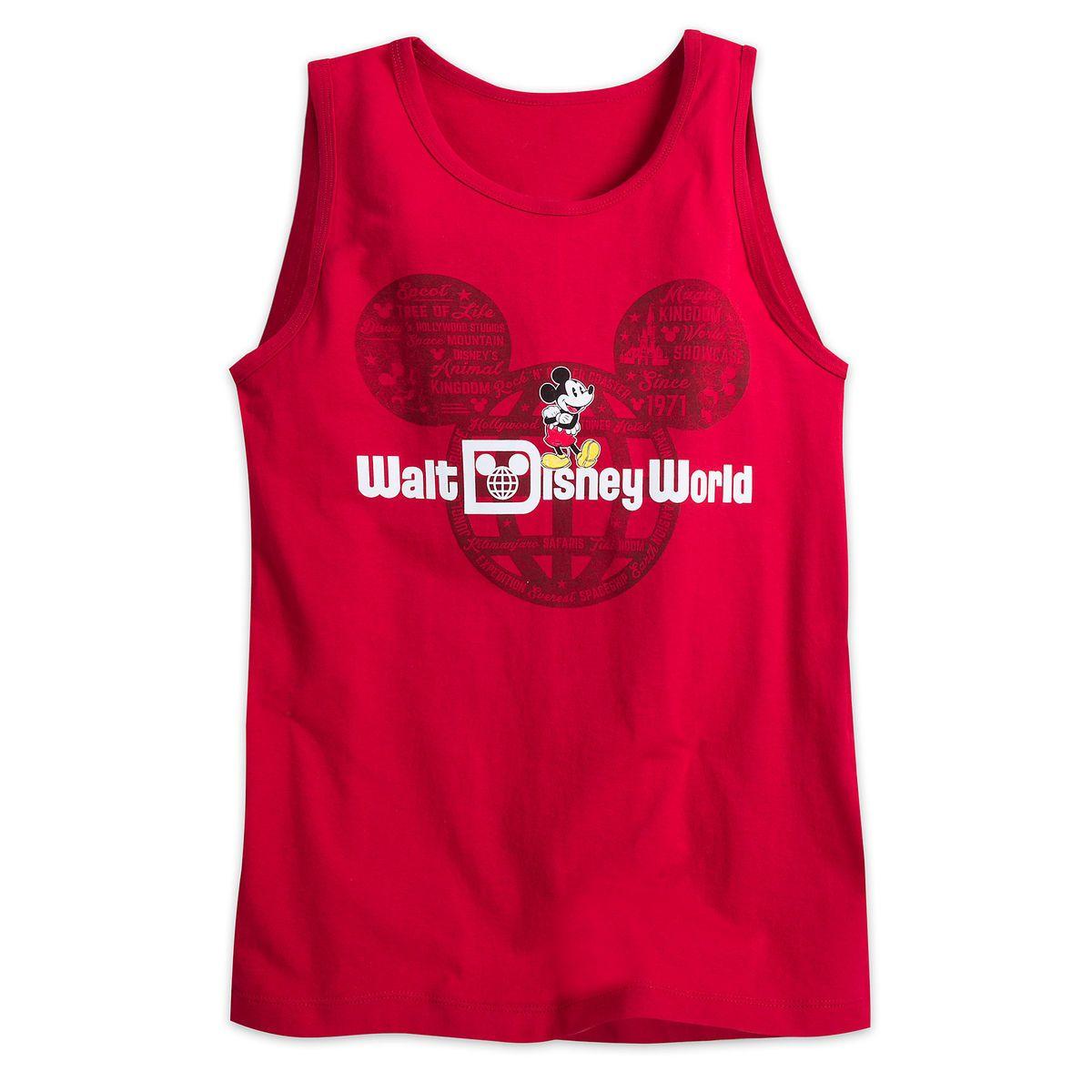 Red Mouse Logo - Mickey Mouse with Walt Disney World Logo Tank Tee for Adults