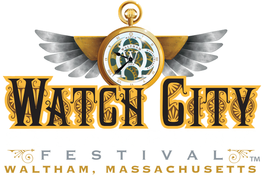 Watch with Blue Cross Logo - Blue WCSF Logo tee — Watch City Steampunk Festival