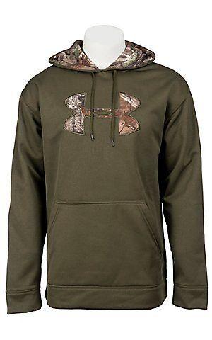 green under armour hoodie with camo logo