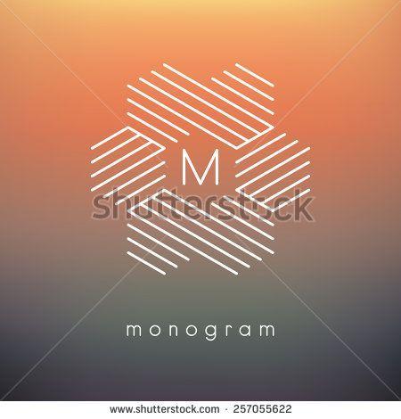 Stripes with Orange Hexagon Logo - Vector geometric monogram. Modern minimalist template for branding