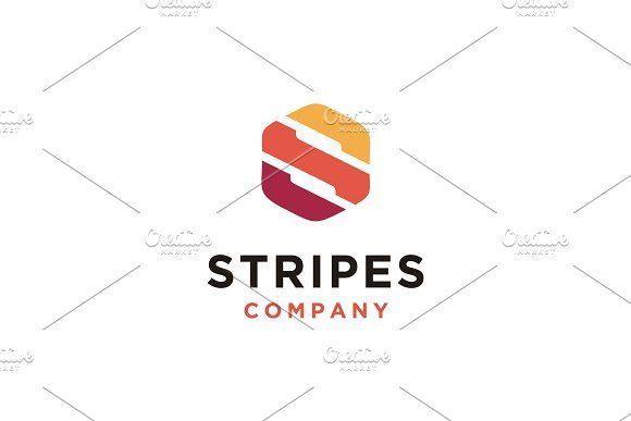 Stripes with Orange Hexagon Logo - Color Stripes Hexagon Letter S Logo ~ Logo Templates ~ Creative Market