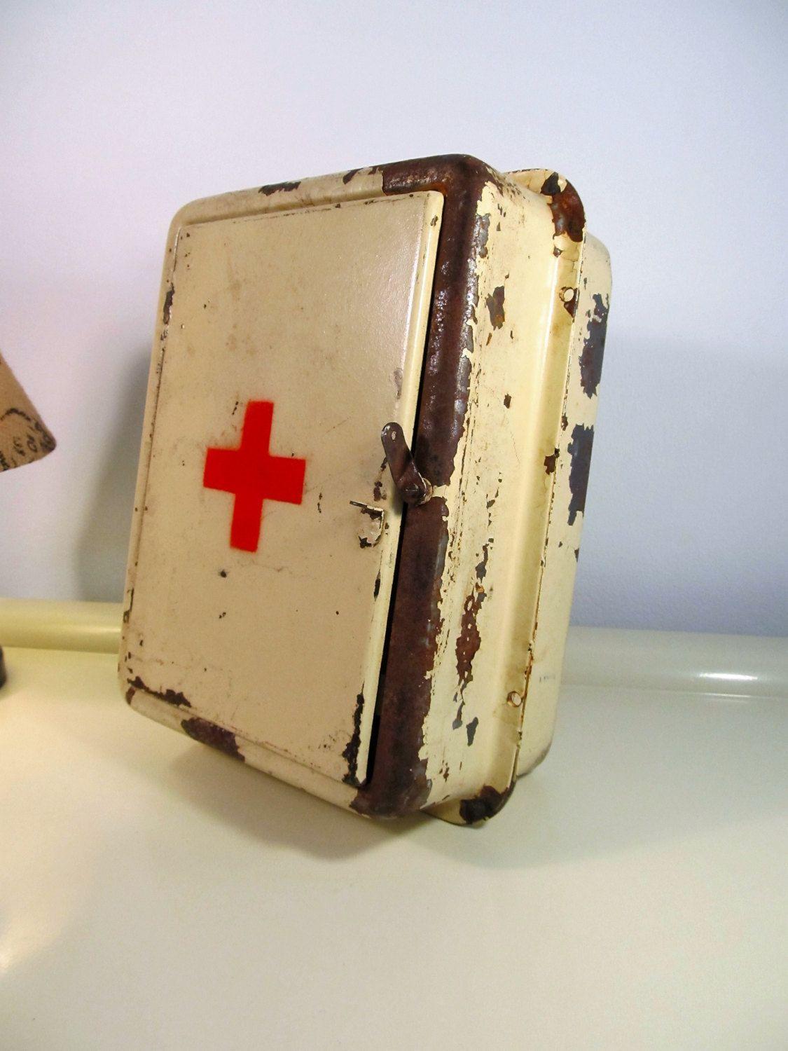 Military Medical Cross Logo - Vintage German Military Medical Red Cross First Aid Kit, Antique