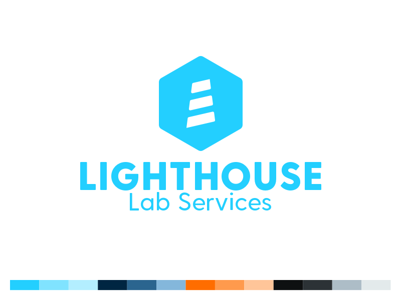 Stripes with Orange Hexagon Logo - Lighthouse Lab Services Brand by Gary Meyer | Dribbble | Dribbble