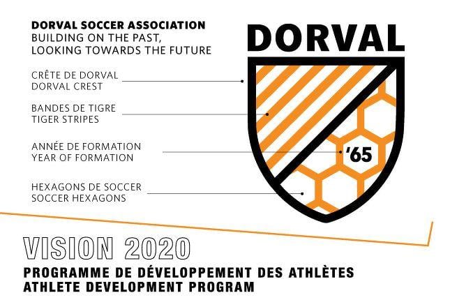 Stripes with Orange Hexagon Logo - Our New Club Logo. Dorval Soccer Association