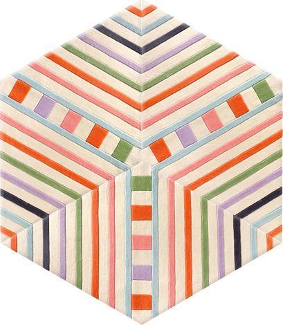 Stripes with Orange Hexagon Logo - Kinder GROUND Hexagon Carpet - Stripe (3 piece Diamond) - 2Modern