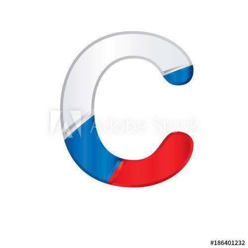 Red White and Blue Letter C Logo - Letter C painted with the colors of the Russian flag, white, blue