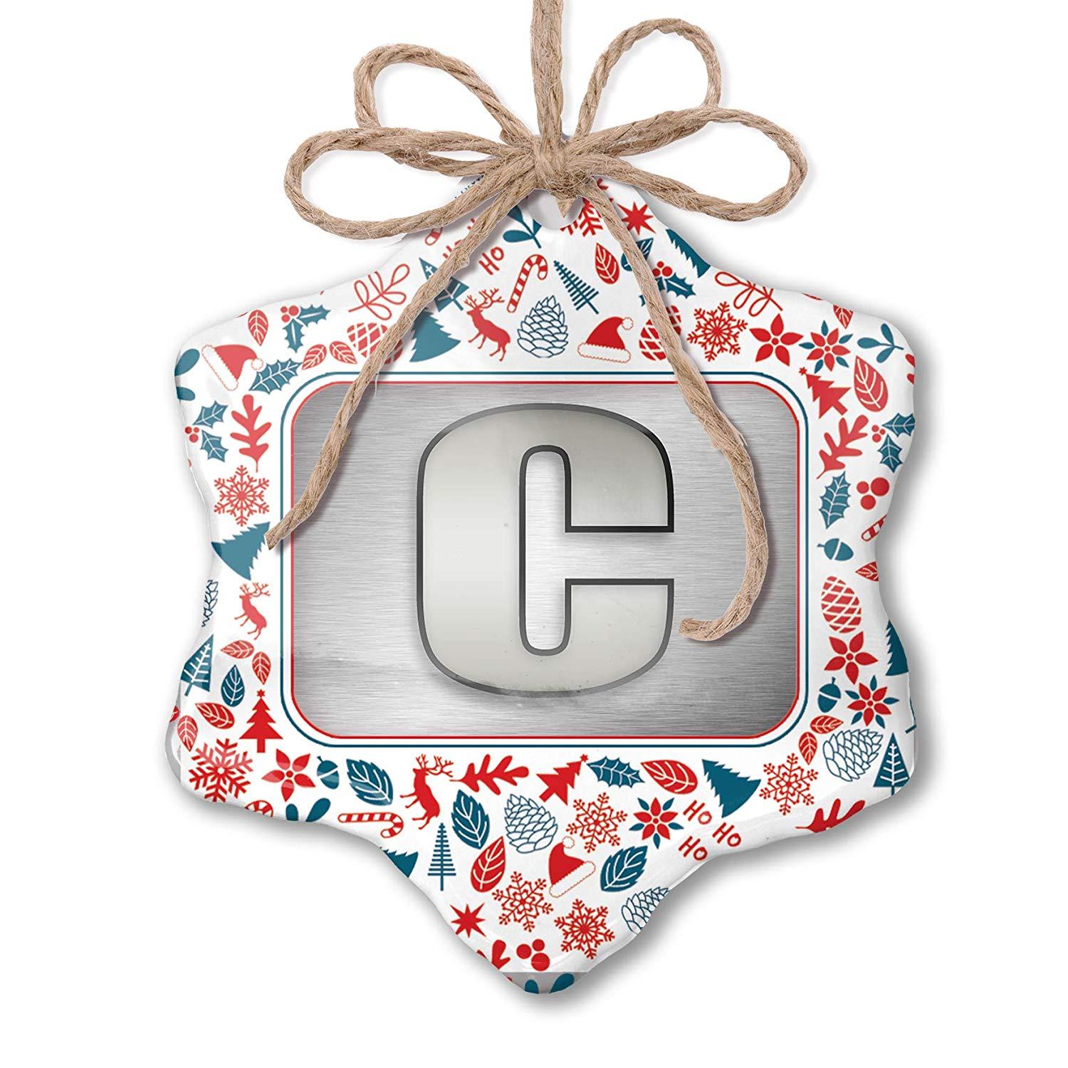 Red White and Blue Letter C Logo - NEONBLOND Christmas Ornament C Characters, Letter Apple