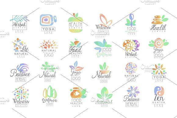 Zen Food Logo - Welness, zen, yoga, herbal center, healthy food logo templates set ...