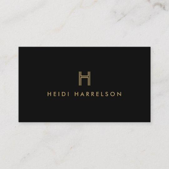 Modern Black and White Logo - LUXE MODERN BLACK AND GOLD INITIAL MONOGRAM LOGO BUSINESS CARD ...