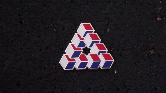 USA Red White Blue Triangle Logo - Impossible Geometry Sacred G Cube Triangle USA Red White Blue
