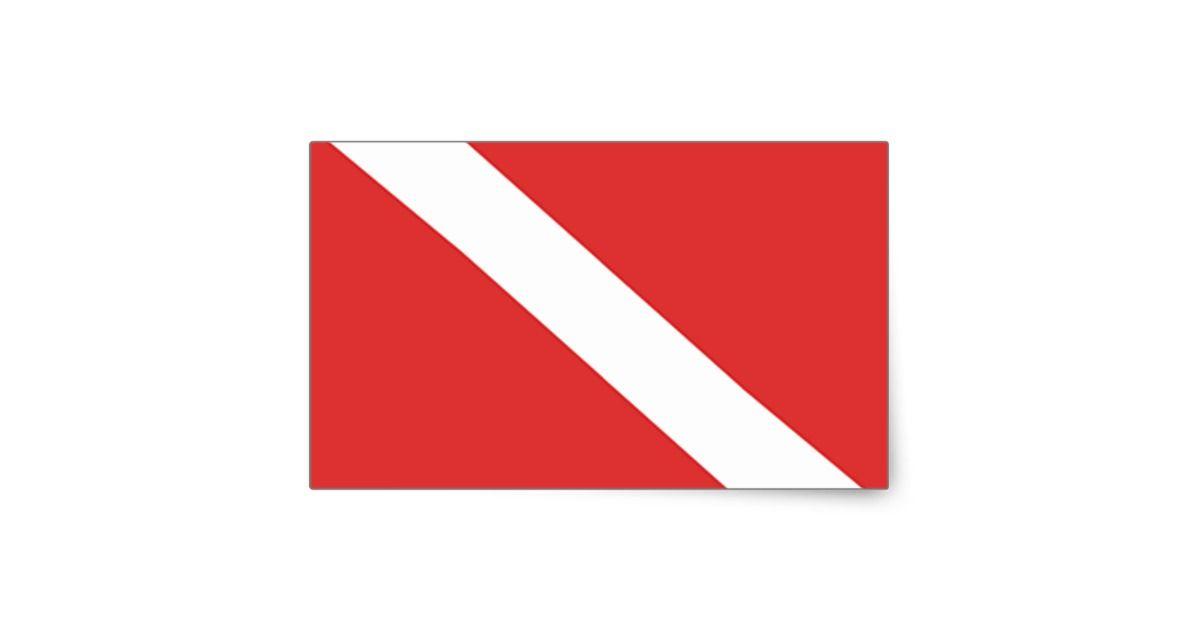 Red White Rectangle Logo - Scuba Diving Logo- Diver's Red White Flag Rectangular Sticker