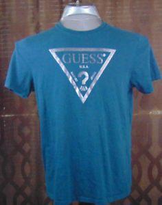 USA Red White Blue Triangle Logo - Guess USA Jeans Triangle LOGO Graphic T Shirt Teal Green Size L