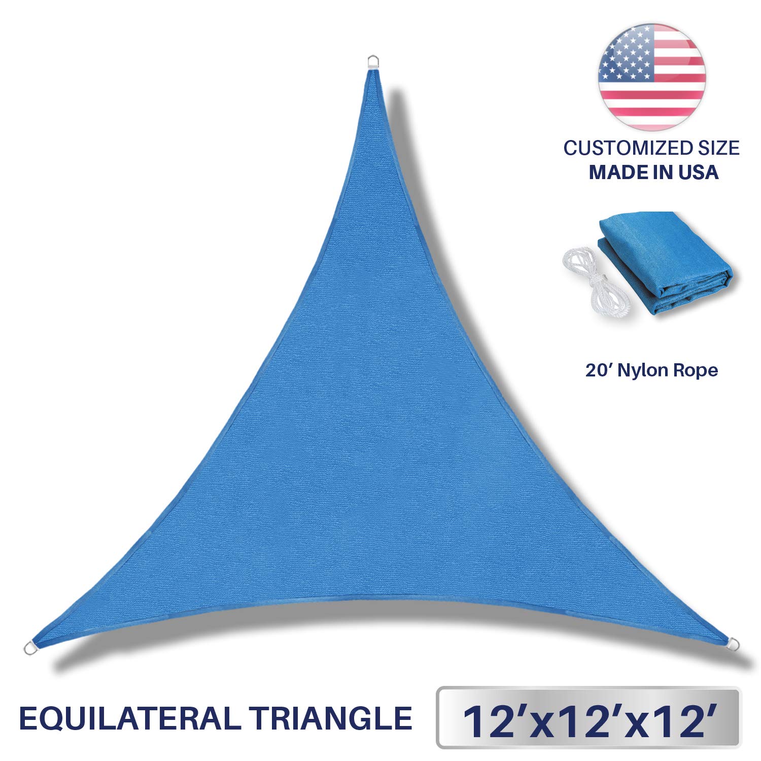 USA Red White Blue Triangle Logo - Amazon.com : Windscreen4less 12ftx12ftx12ft Sun Shade Sail UV Block ...