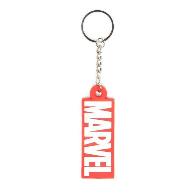 Red White Rectangle Logo - Marvel Comics Original Logo Rubber Keychain One Size Red White