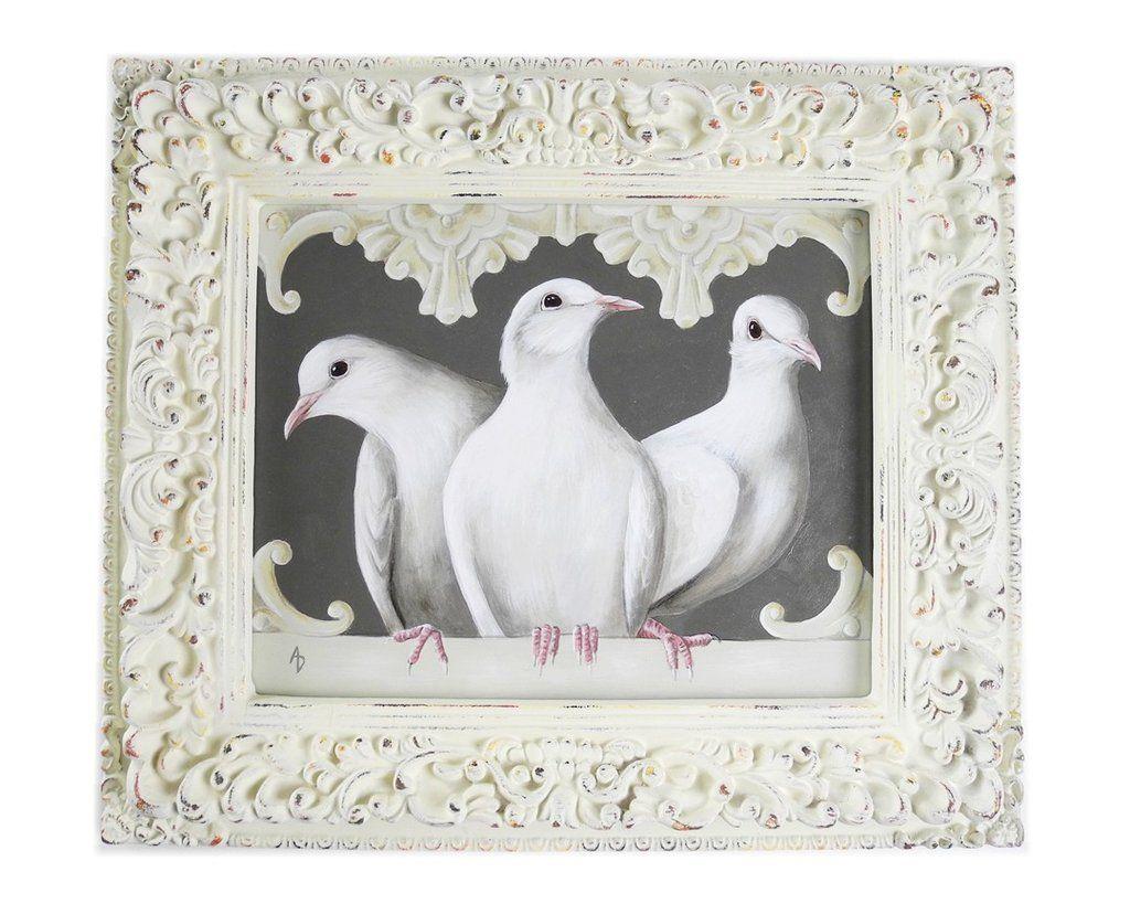 Three White Dove Logo - Three Graces classical elegant white dove painting in an ornate ...