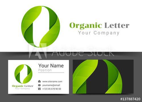 Multi Colored O Logo - O Letter with Green Leaves Corporate Logo and Business Card Sign