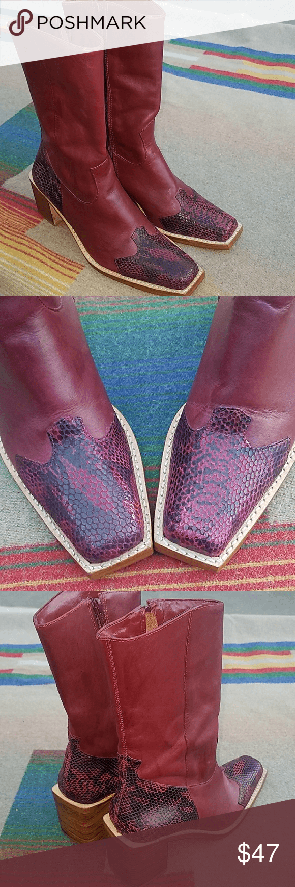 Red Square with White Mountain Logo - White Mountain Red Western Style Boot. My Posh Picks