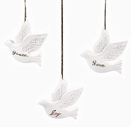 Three White Dove Logo - Amazon.com : 3 WHITE DOVE Love Peace Joy CHRISTMAS Tree Ornaments ...