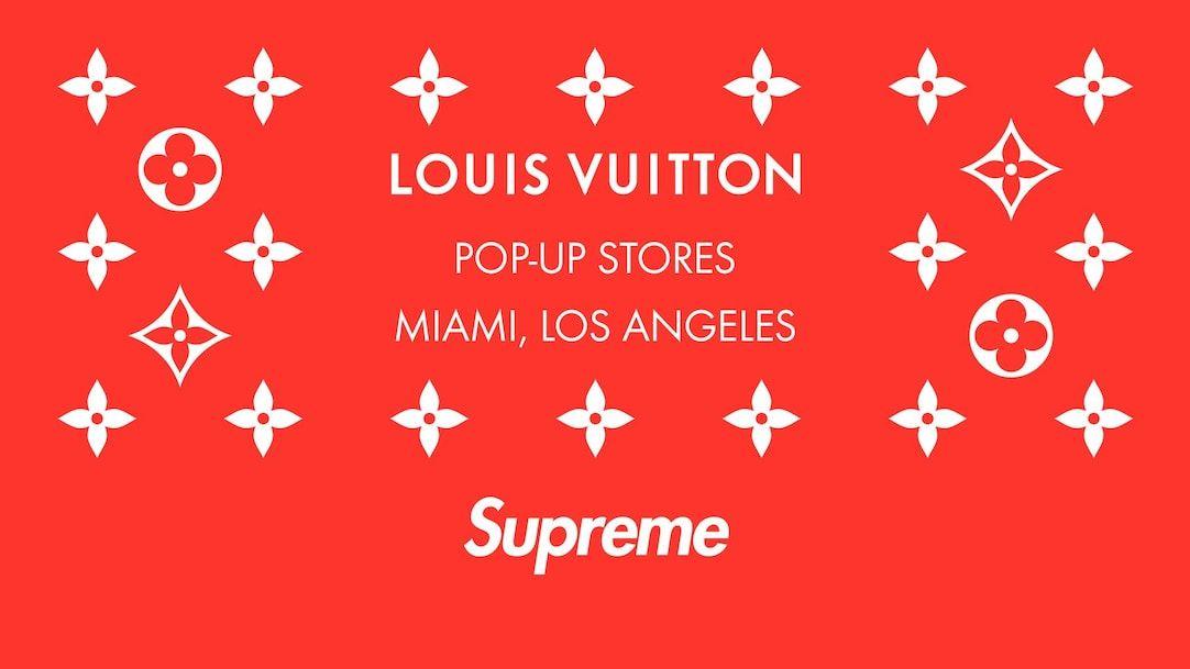 LV X Supreme Collab Logo - LOUIS VUITTTON x SUPREME POP-UP STORES IN LOS ANGELES AND MIAMI ...