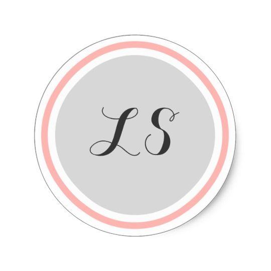 Pink Circle Logo - Monogram Initials | Grey White Pink Circle Border Classic Round ...