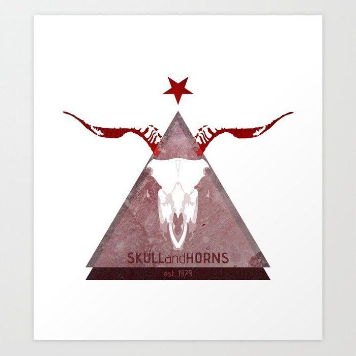 Red Pyramid Logo - Skull and Horns double Red Pyramid Art Print by vanwinkla | Society6