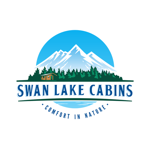 Swan Mountain Logo - Logo and business card design for Montana cabins in the woods