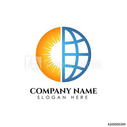 Sun Globe Logo - world solar energy logo template. Vector illustration Icon Logo