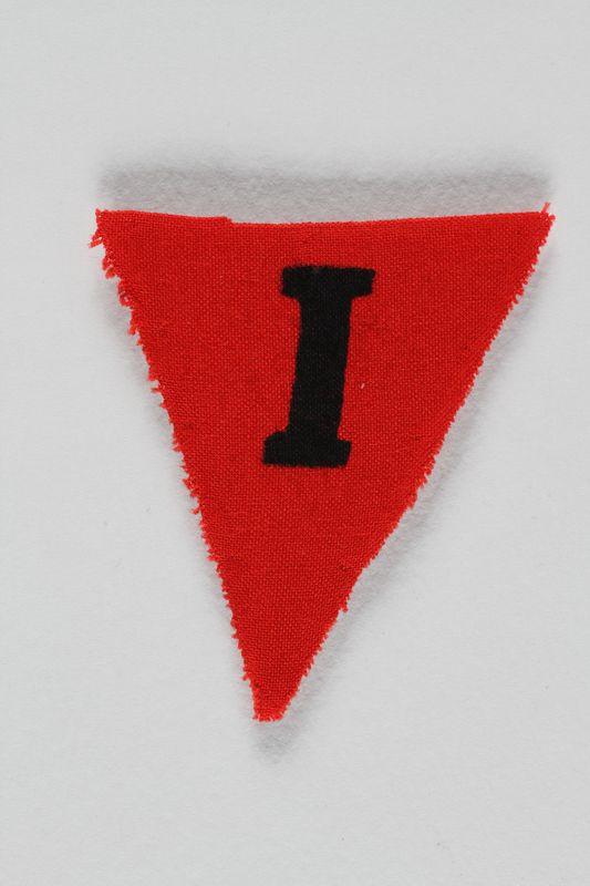 Black and Red Triangle Logo - Unused red triangle concentration camp prisoner patch with a black