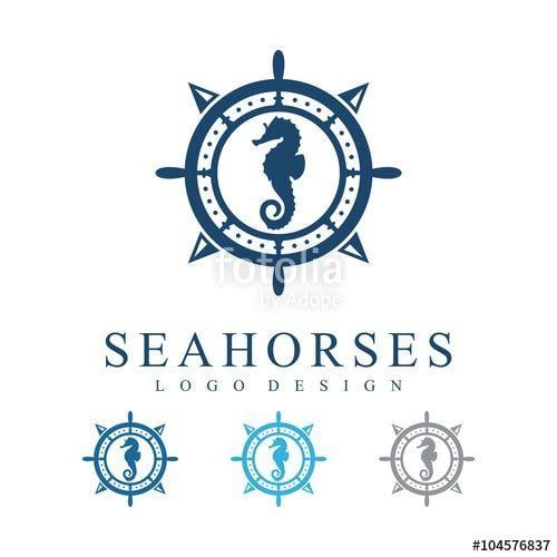 Compass Vector Logo - Seahorse, Ship's Wheel, Compass, Vector Logo Design Template