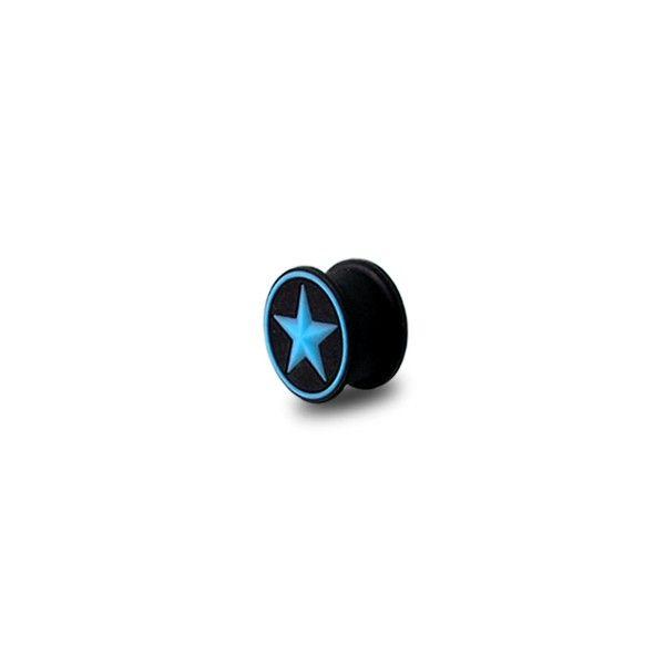 Black W Circle Logo - Flexible Biocompatible Silicone Ear Plug Stretcher Expander w/ Blue
