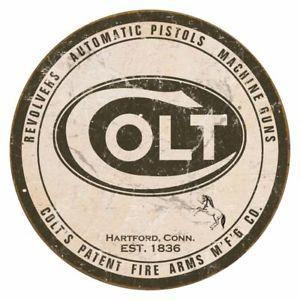 Colt Firearms Logo - Colt Guns Logo Metal Tin Ad Sign Fire Arm Revolver Pistol Picture ...