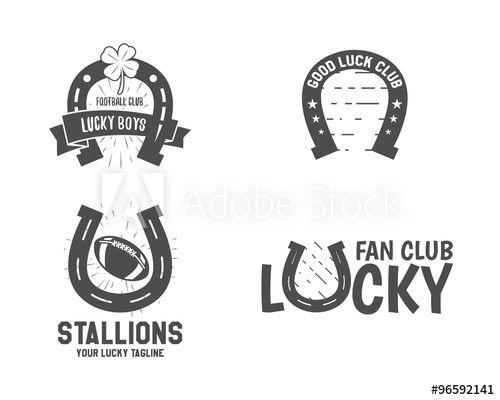 Horseshoe Football Logo - Vector American football lucky horseshoe labels set. Unusual sports