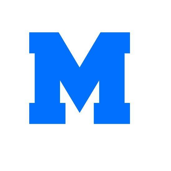 Blue M with Lines Logo - Block letter m Logos