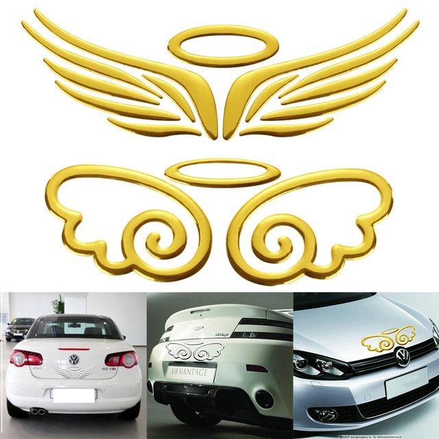Yellow and Silver Car Logo - 1Pcs Car styling 3D Angel Fairy Wings Auto Car Sticker Emblem Badge