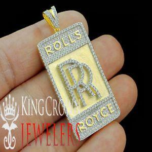 Yellow and Silver Car Logo - Pure 925 Sterling Silver Yellow Gold Tone Rolls Royce Car Logo Charm