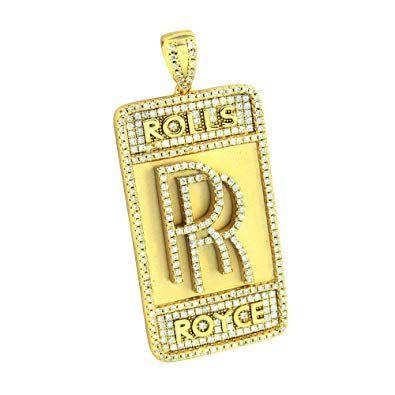 Yellow and Silver Car Logo - Car Logo RR Pendant Luxury Yellow Gold Over 925 Silver Simulated