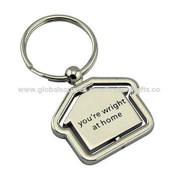 House Shaped Logo - China House Shaped Metal Spinning Promotional Keychain With Debossed