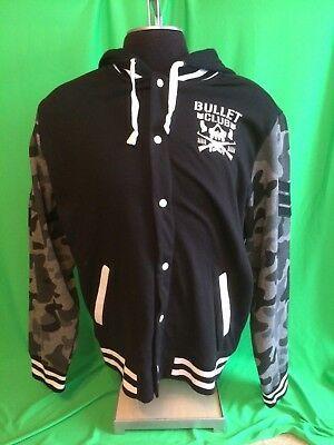 Camo Bullet Club Logo - NEW JAPAN PRO WRESTLING BULLET CLUB CAMO HOODED VARSITY JACKET Men's