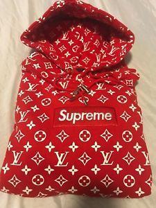 Louis Vuitton Supreme Logo - Supreme Louis Vuitton Box Logo Hoodie Sweatshirt Red Monogram LV XL ...