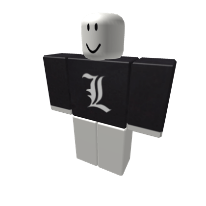 White Roblox Logo - Death Note white logo w/ black shirt