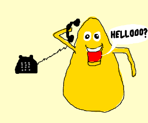 Anwser Yellow Person Logo - Pear Shaped Yellow Person Answers Phone drawing by TehLemur ...