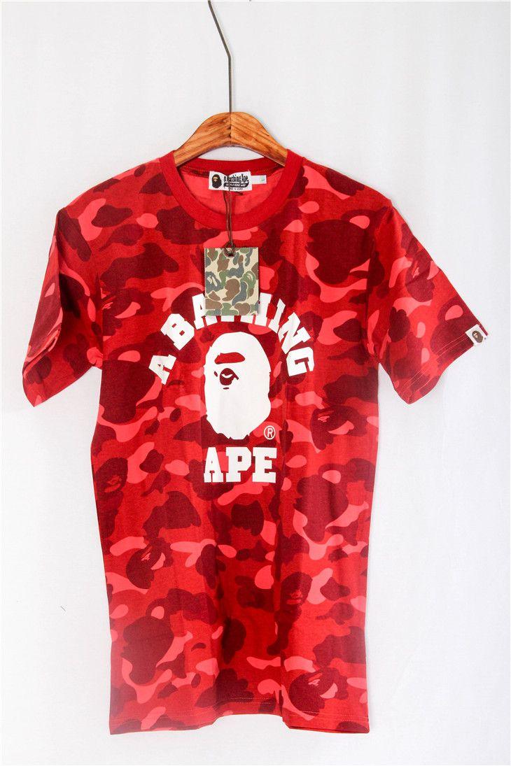 Red BAPE Ape Logo - Bape APE Head camo T shirt Red,T-Shirts & Polos