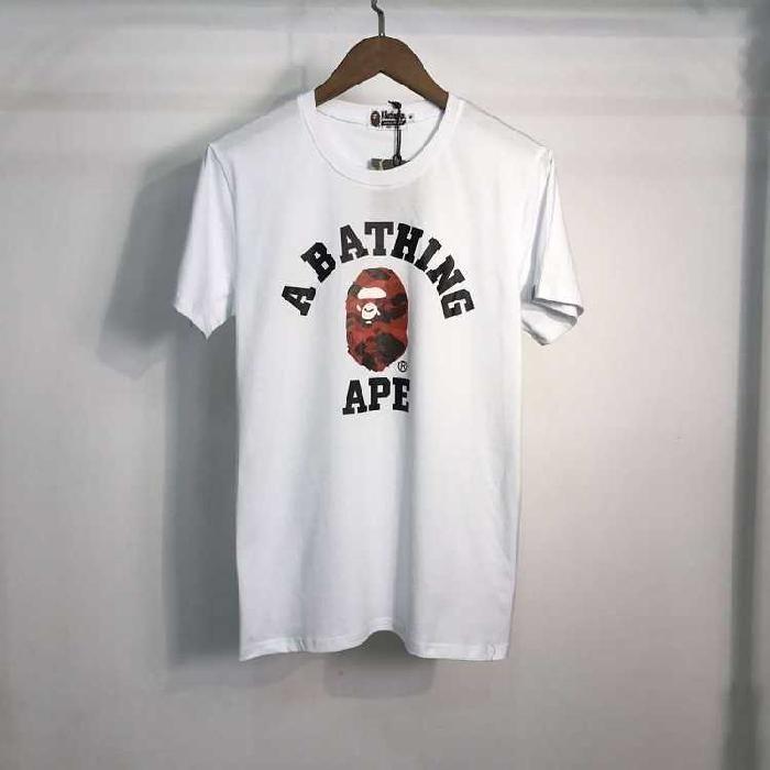 Red BAPE Ape Logo - Hot Special Bape Red Ape Head A Bathing Ape White T-shirt on Sale ...