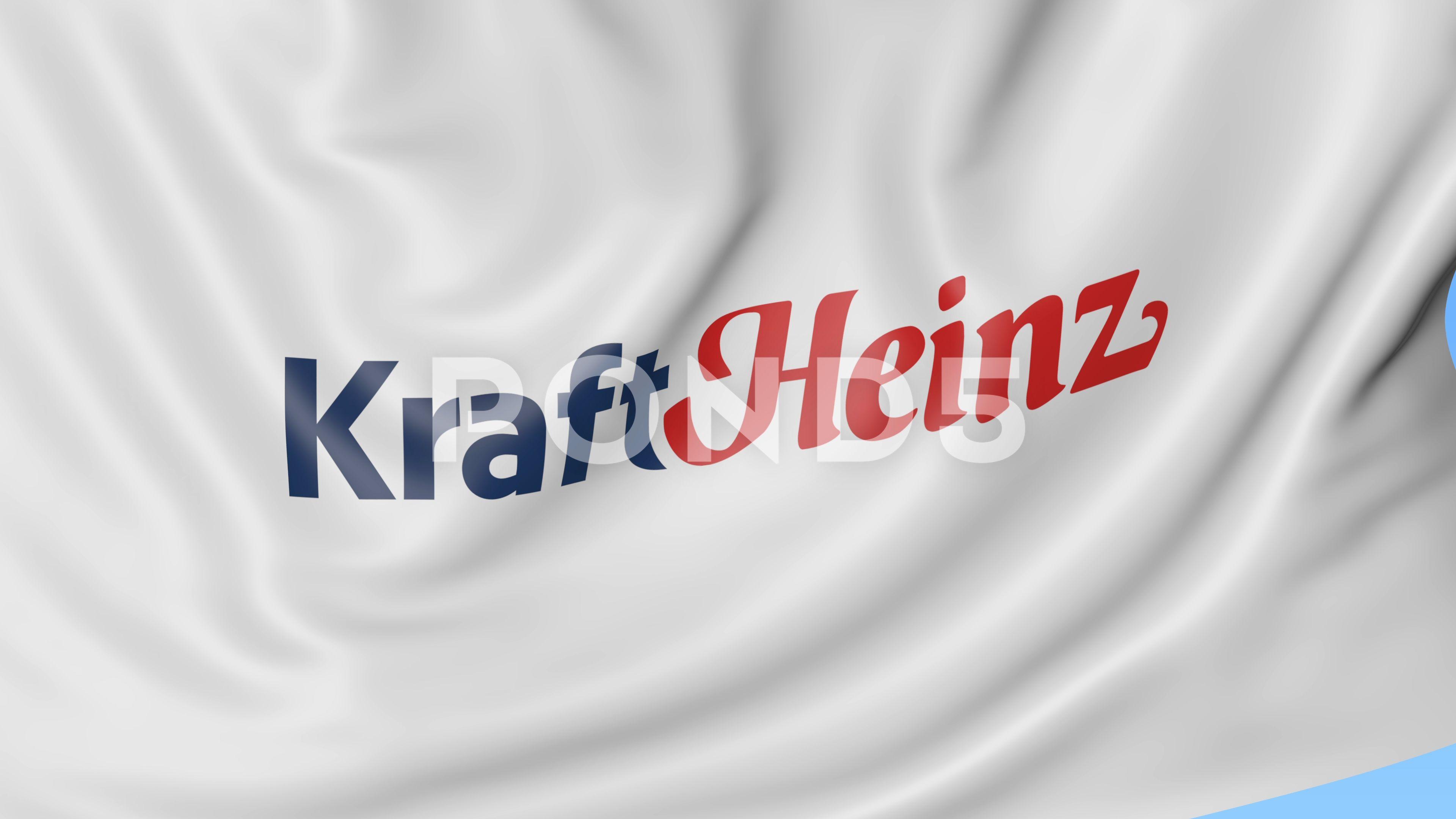 Kraft Heinz Logo - Waving flag with Kraft Heinz logo. Seamles loop 4K editorial