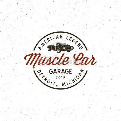 Antique Garage Logo - vintage muscle car garage logo. vector illustration. Buy Photo