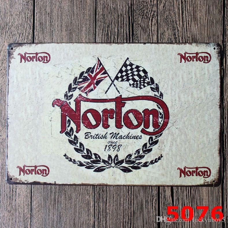 Antique Garage Logo - 2019 NORTON MOTORCYCLE Metal Sign Vintage Garage Wall Art Pin Up ...